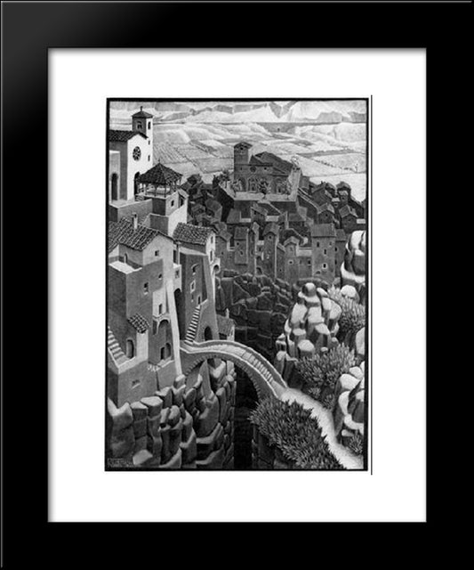 The Bridge 20x24 Black Modern Wood Framed Art Print Poster by Escher, M.C.