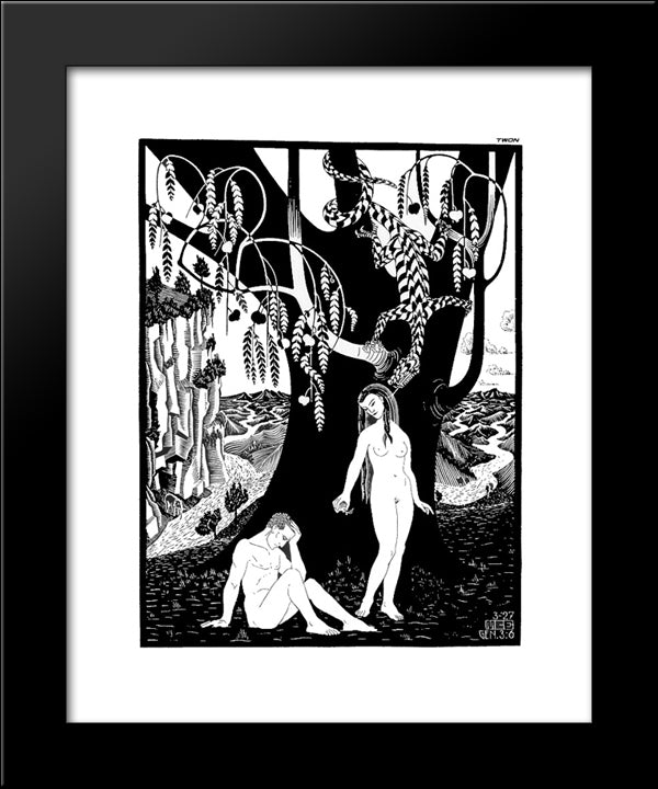 The Fall Of Man 20x24 Black Modern Wood Framed Art Print Poster by Escher, M.C.