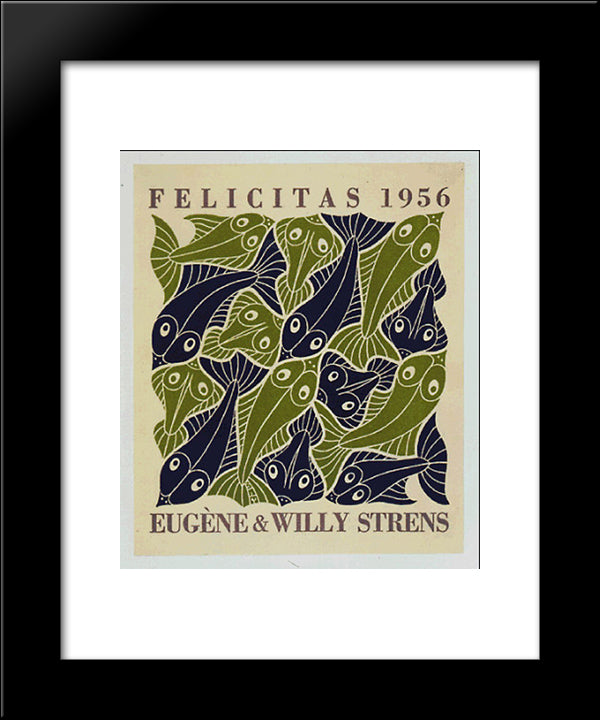 The Four Elements - Water 20x24 Black Modern Wood Framed Art Print Poster by Escher, M.C.