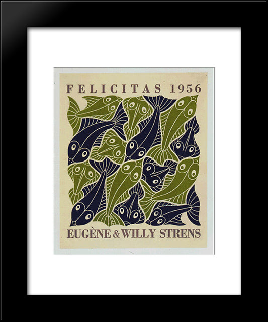 The Four Elements - Water 20x24 Black Modern Wood Framed Art Print Poster by Escher, M.C.