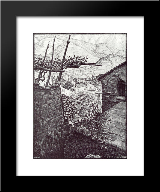 The Hamlet Of Turello, Southern Italy 20x24 Black Modern Wood Framed Art Print Poster by Escher, M.C.