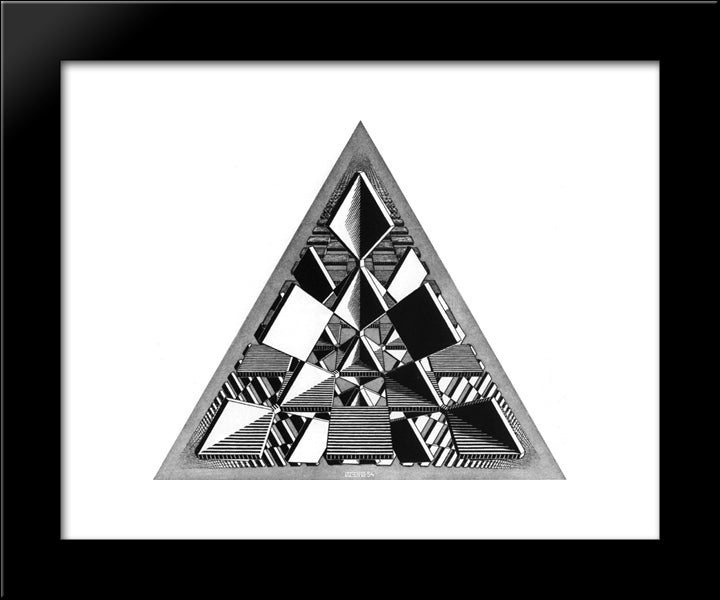 Three Intersecting Planes 20x24 Black Modern Wood Framed Art Print Poster by Escher, M.C.