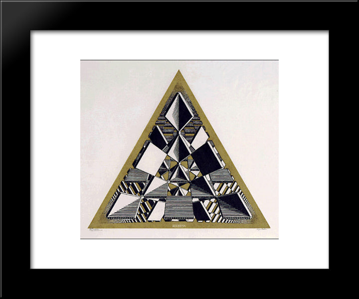 Three Intersecting Planes Colour 20x24 Black Modern Wood Framed Art Print Poster by Escher, M.C.