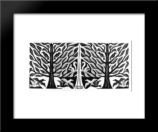 Trees And Animals 20x24 Black Modern Wood Framed Art Print Poster by Escher, M.C.