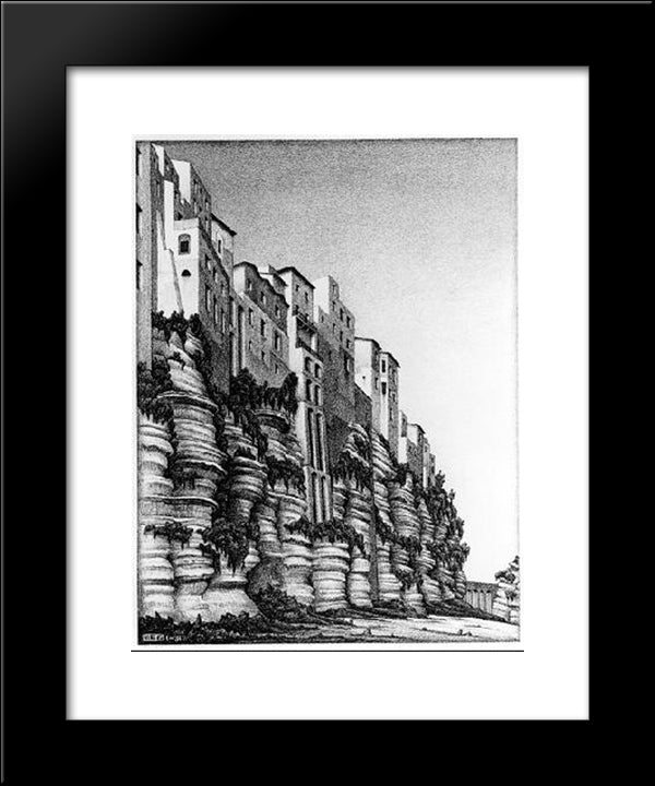 Tropea, Calabria 20x24 Black Modern Wood Framed Art Print Poster by Escher, M.C.