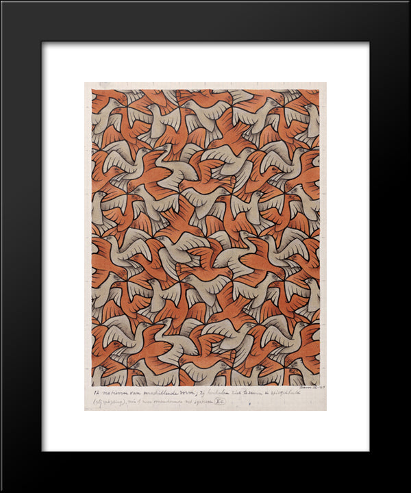 Twelve Birds 20x24 Black Modern Wood Framed Art Print Poster by Escher, M.C.