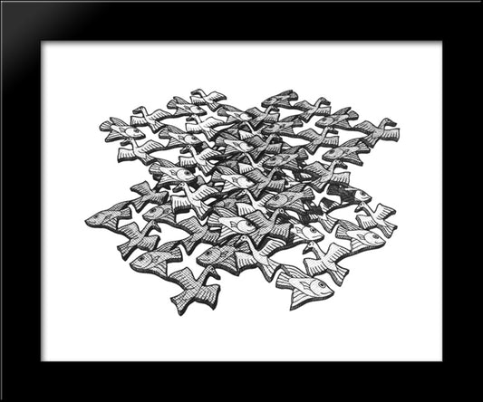 Two Intersecting Planes 20x24 Black Modern Wood Framed Art Print Poster by Escher, M.C.