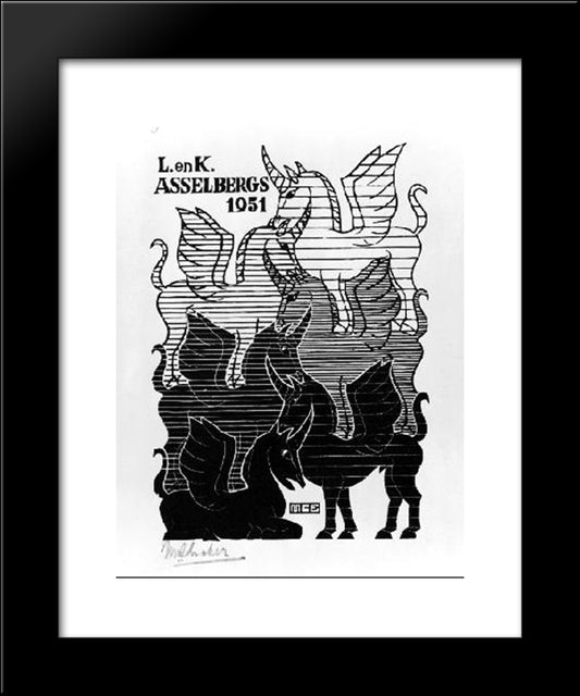 Unicorns 20x24 Black Modern Wood Framed Art Print Poster by Escher, M.C.