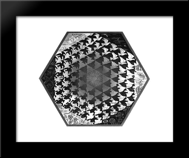 Verbum 20x24 Black Modern Wood Framed Art Print Poster by Escher, M.C.