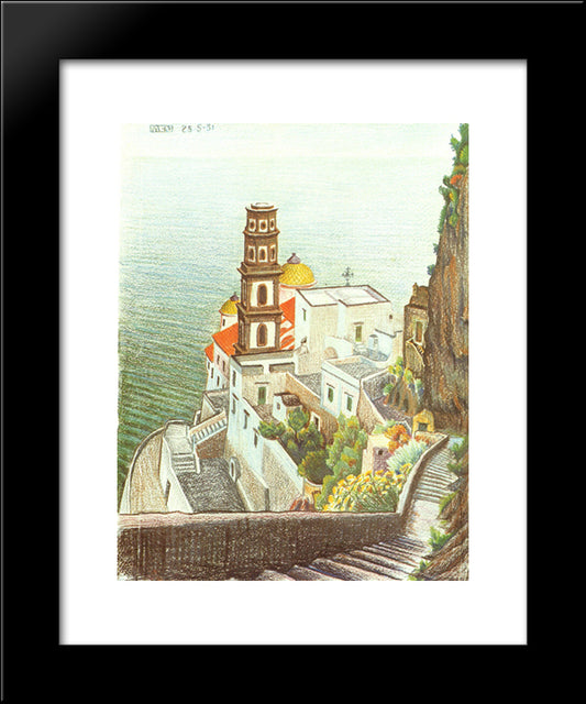 View Of Atrani 20x24 Black Modern Wood Framed Art Print Poster by Escher, M.C.