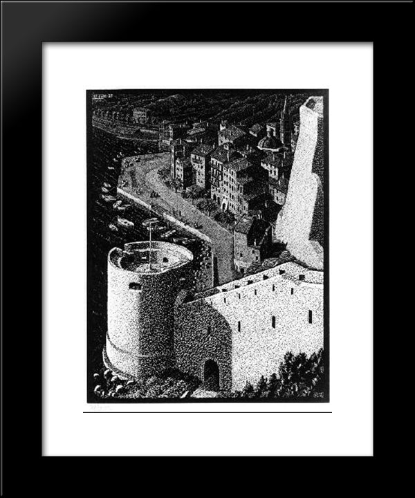 Views Of The Citadel Calvi (Corsica) 20x24 Black Modern Wood Framed Art Print Poster by Escher, M.C.