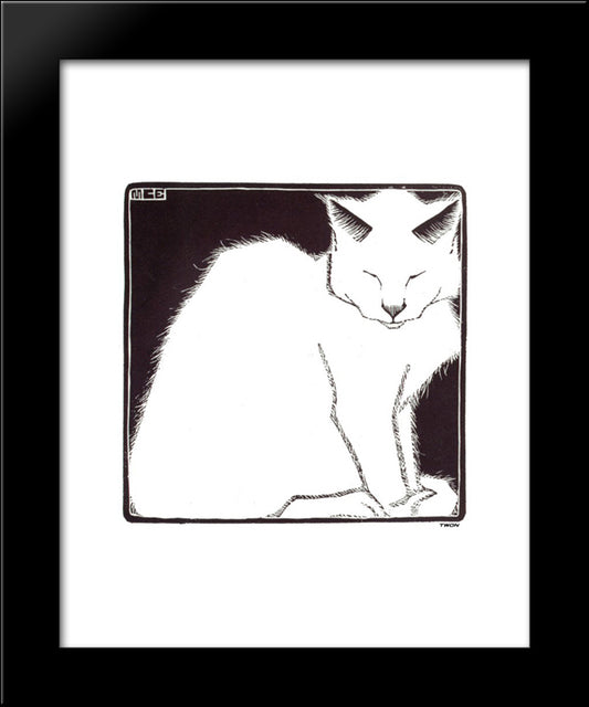 White Cat I 20x24 Black Modern Wood Framed Art Print Poster by Escher, M.C.