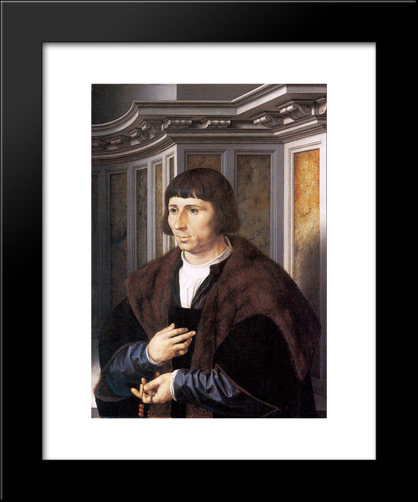 A Man With A Rosary 20x24 Black Modern Wood Framed Art Print Poster by Mabuse