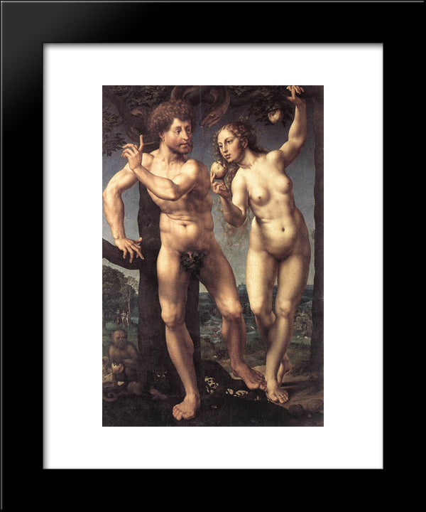 Adam And Eve In Paradise 20x24 Black Modern Wood Framed Art Print Poster by Mabuse