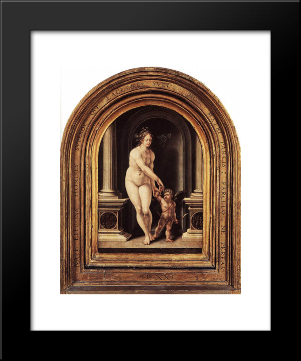 Venus And Cupid 20x24 Black Modern Wood Framed Art Print Poster by Mabuse