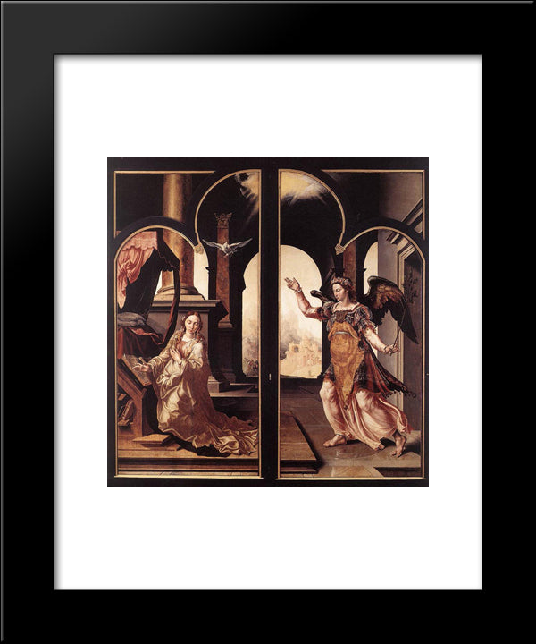 Annunciation 20x24 Black Modern Wood Framed Art Print Poster by van Heemskerck, Maerten