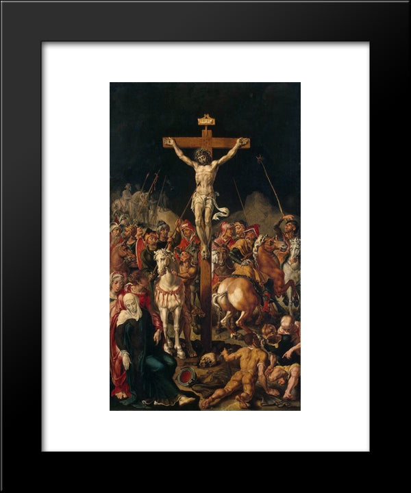 Calvary, Central Panel Of A Triptych 20x24 Black Modern Wood Framed Art Print Poster by van Heemskerck, Maerten