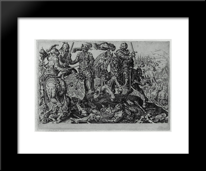 Conquest Of Tunis (Victory Of Charles V) 20x24 Black Modern Wood Framed Art Print Poster by van Heemskerck, Maerten