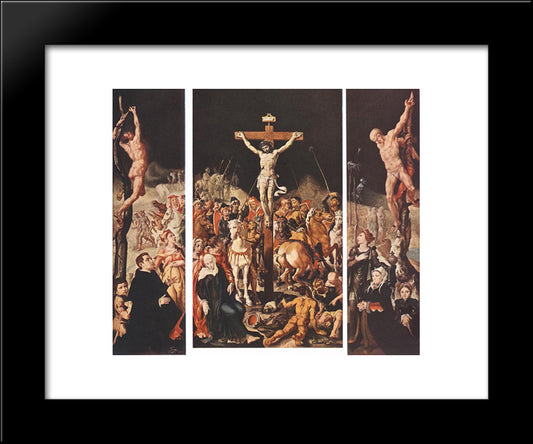 Crucifixion (Triptych) 20x24 Black Modern Wood Framed Art Print Poster by van Heemskerck, Maerten