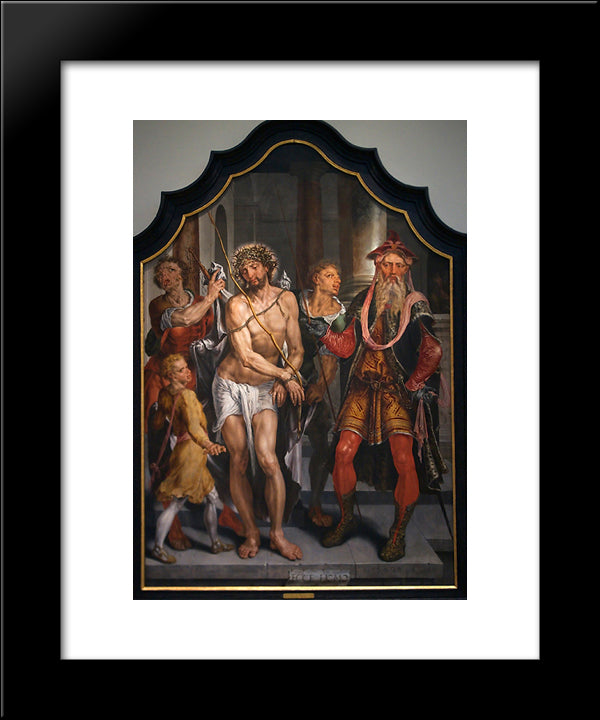 Ecce Homo - Central Panel 20x24 Black Modern Wood Framed Art Print Poster by van Heemskerck, Maerten