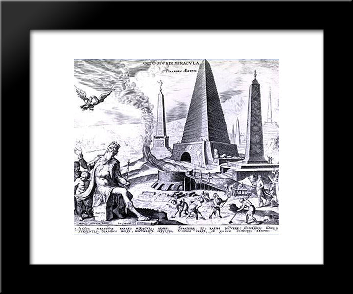 Great Pyramid Of Giza 20x24 Black Modern Wood Framed Art Print Poster by van Heemskerck, Maerten