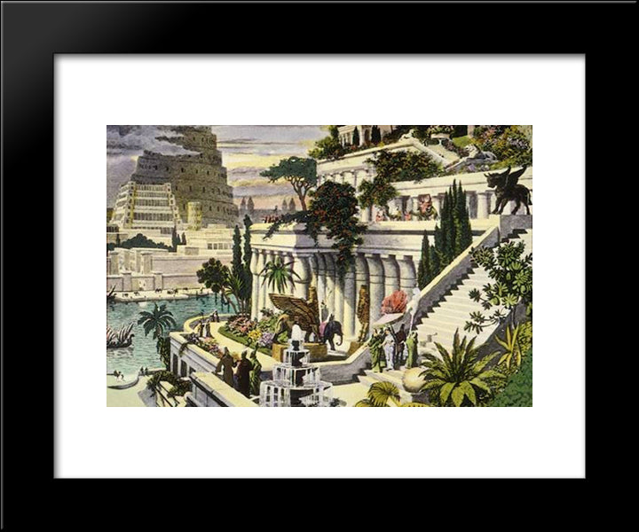 Hanging Gardens Of Babylon 20x24 Black Modern Wood Framed Art Print Poster by van Heemskerck, Maerten