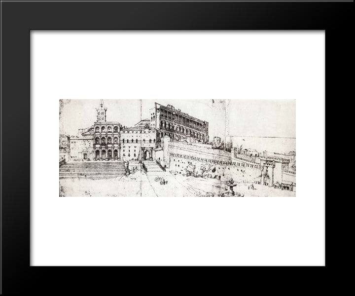 Rome, Old Saint Peter'S Basilica And The Vatican Palace 20x24 Black Modern Wood Framed Art Print Poster by van Heemskerck, Maerten