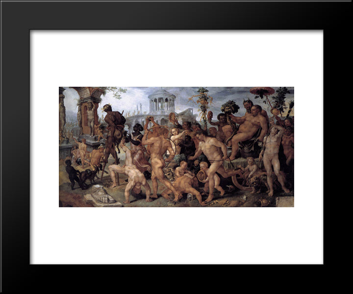 The Triumphal Procession Of Bacchus 20x24 Black Modern Wood Framed Art Print Poster by van Heemskerck, Maerten