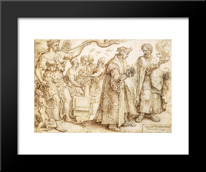 The Unhappy Lot Of The Rich 20x24 Black Modern Wood Framed Art Print Poster by van Heemskerck, Maerten