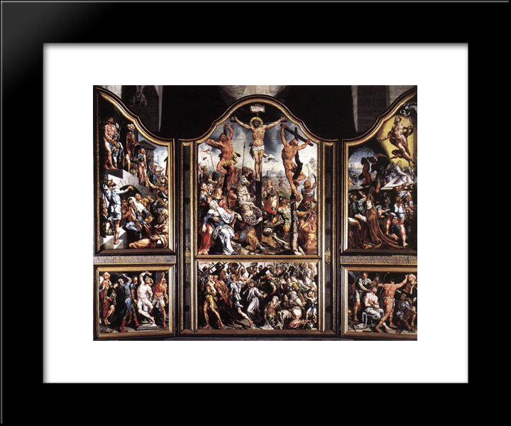 Triptych 20x24 Black Modern Wood Framed Art Print Poster by van Heemskerck, Maerten
