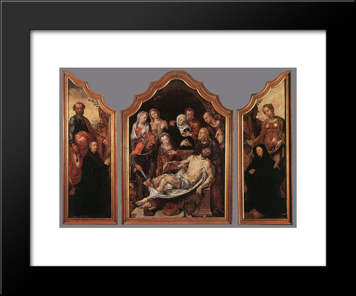 Triptych Of The Entombment 20x24 Black Modern Wood Framed Art Print Poster by van Heemskerck, Maerten