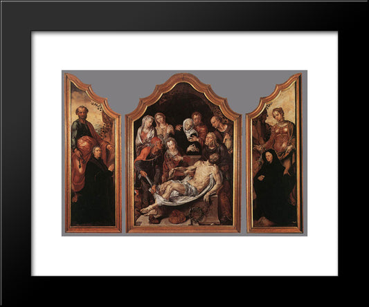 Triptych Of The Entombment 20x24 Black Modern Wood Framed Art Print Poster by van Heemskerck, Maerten