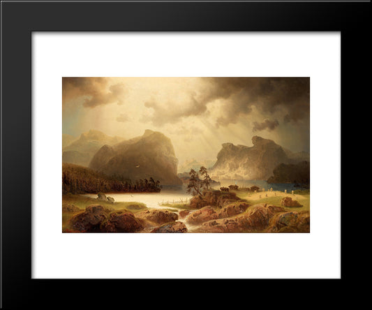 Fjord Landscape In Norway 20x24 Black Modern Wood Framed Art Print Poster by Larson, Marcus