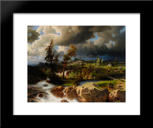 Forslandskap Med 20x24 Black Modern Wood Framed Art Print Poster by Larson, Marcus