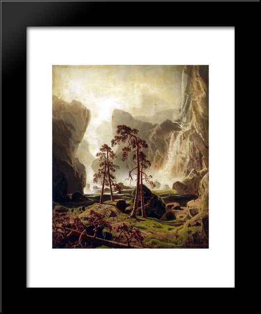 Mountains And A Waterfall 20x24 Black Modern Wood Framed Art Print Poster by Larson, Marcus