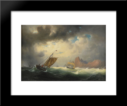Skepp Pa Stormigt Hav 20x24 Black Modern Wood Framed Art Print Poster by Larson, Marcus