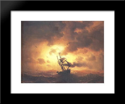 Stemship In Sunset 20x24 Black Modern Wood Framed Art Print Poster by Larson, Marcus