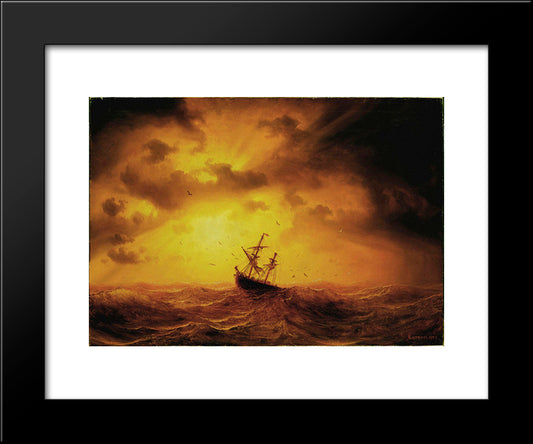 Stormy Sea 20x24 Black Modern Wood Framed Art Print Poster by Larson, Marcus