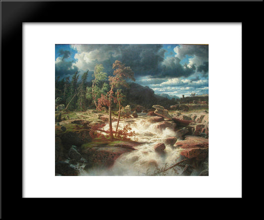 Waterfall In Smaland 20x24 Black Modern Wood Framed Art Print Poster by Larson, Marcus