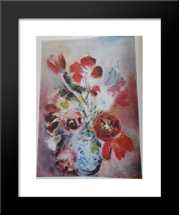 Anxious Flowers 20x24 Black Modern Wood Framed Art Print Poster by Sterian, Margareta