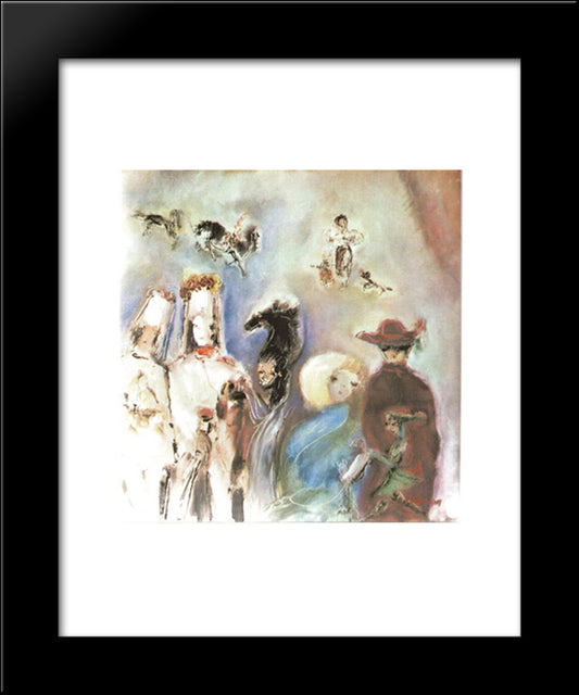 Scene With Two Faces 20x24 Black Modern Wood Framed Art Print Poster by Sterian, Margareta