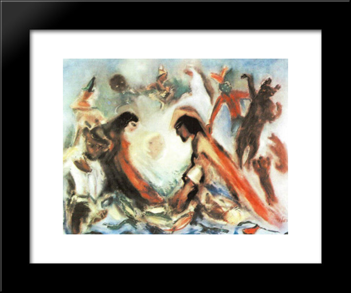 The Fisherman Legend 20x24 Black Modern Wood Framed Art Print Poster by Sterian, Margareta