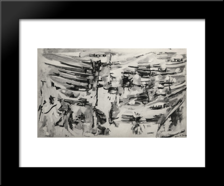 Composition 20x24 Black Modern Wood Framed Art Print Poster by Vieira da Silva, Maria Helena