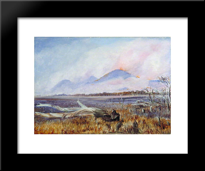 A Bush Fire At Sunset, Queensland 20x24 Black Modern Wood Framed Art Print Poster by North, Marianne