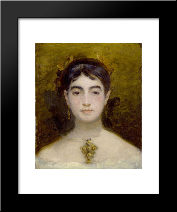 Self-Portrait 20x24 Black Modern Wood Framed Art Print Poster by Bracquemond, Marie