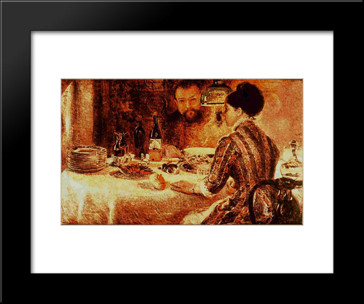 Under The Lamp 20x24 Black Modern Wood Framed Art Print Poster by Bracquemond, Marie