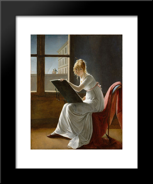 Young Woman Drawing 20x24 Black Modern Wood Framed Art Print Poster by Villers, Marie Denise