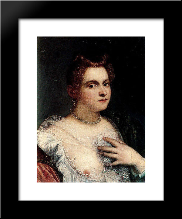 Self-Portrait (Or Venetian Woman; Attributed) 20x24 Black Modern Wood Framed Art Print Poster by Robusti, Marietta