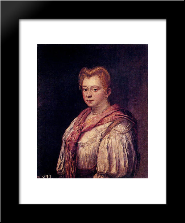 Venetian Woman (Attributed) 20x24 Black Modern Wood Framed Art Print Poster by Robusti, Marietta