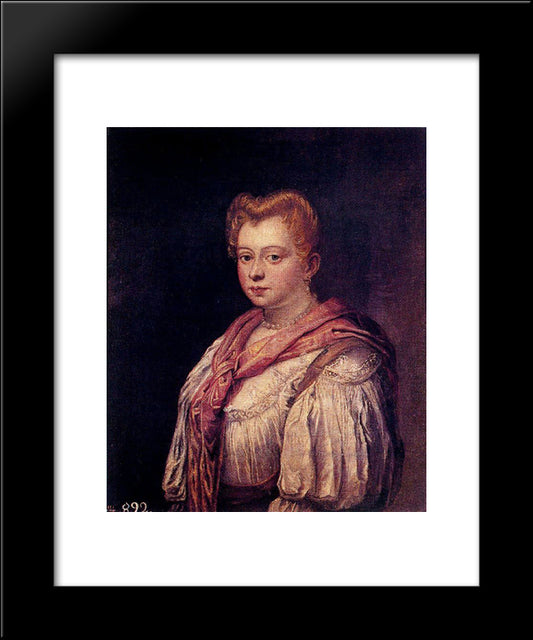 Venetian Woman (Attributed) 20x24 Black Modern Wood Framed Art Print Poster by Robusti, Marietta